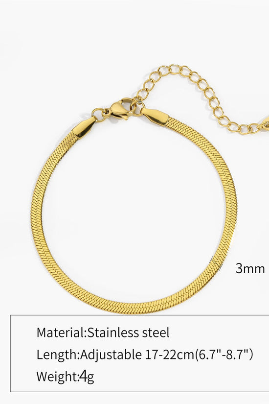 Simple Steel Peptide 18K Gold Plating Chain Like Flat Snake Bracelet