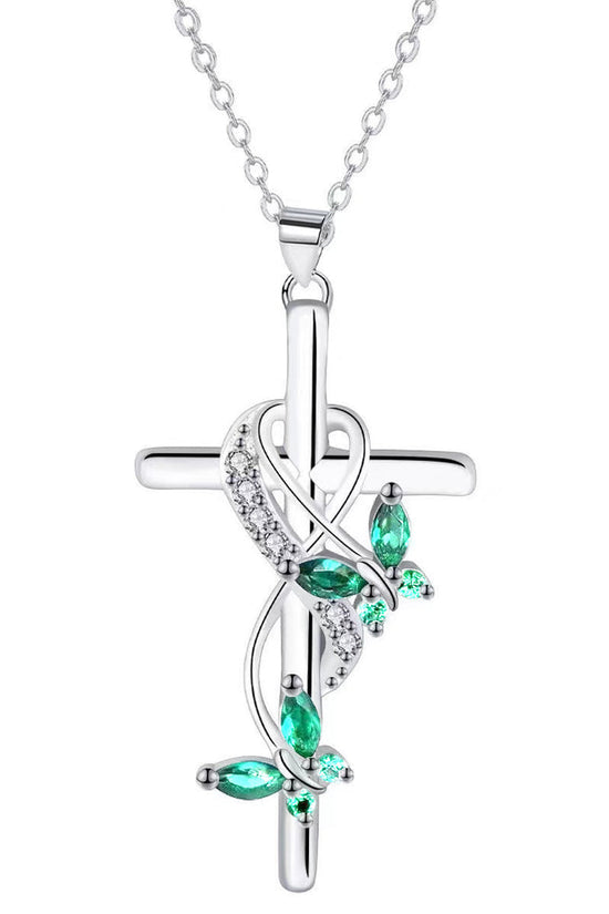 Exquisite Elegant Butterfly Cross Pendant Necklace
