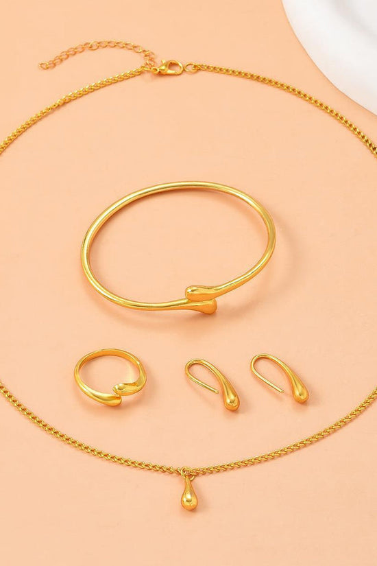 Water Drop Suit Simple Daily Fashion Necklace Earrings Bracelet Ring Suit