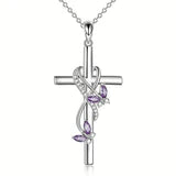 Exquisite Elegant Butterfly Cross Pendant Necklace