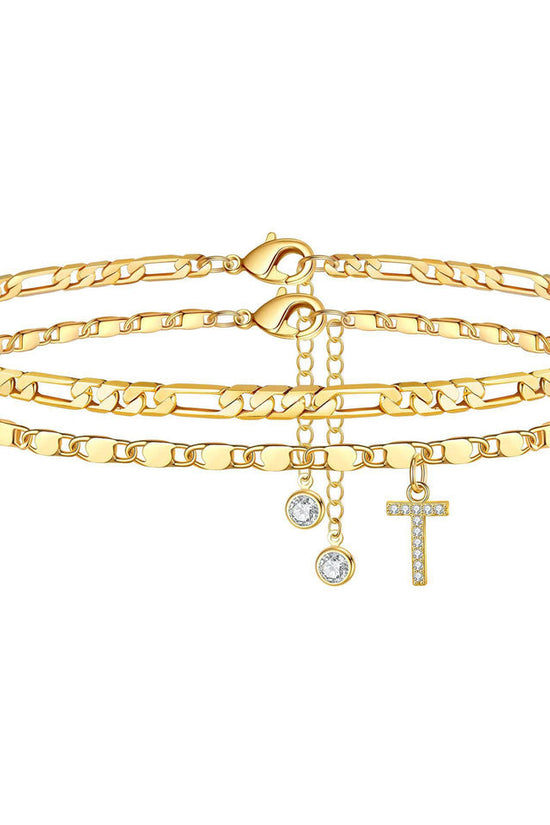 Side Tablet Chain Double Layer Twin Letter Pendant Anklet Ornamen