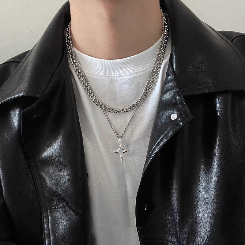 Double-layer Necklace Cross Personality XINGX Cold Style