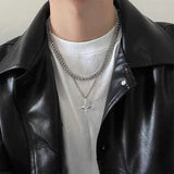 Double-layer Necklace Cross Personality XINGX Cold Style