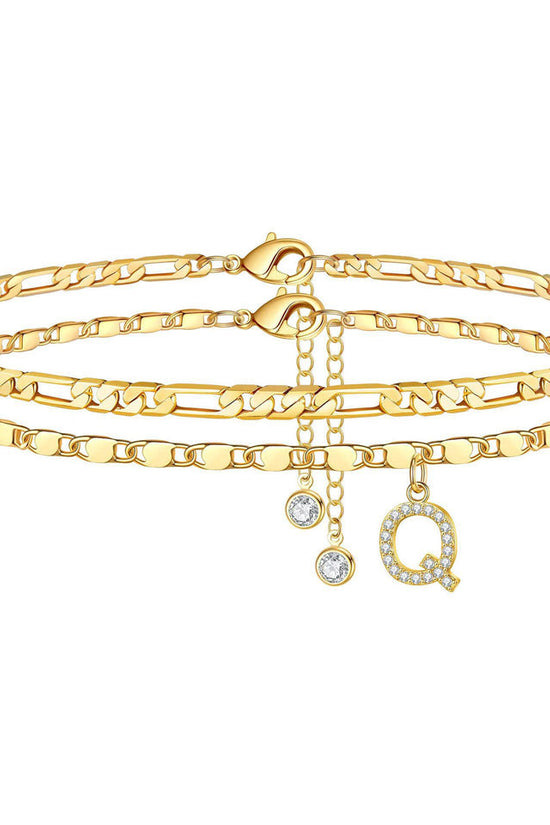 Side Tablet Chain Double Layer Twin Letter Pendant Anklet Ornamen