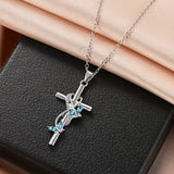 Exquisite Elegant Butterfly Cross Pendant Necklace