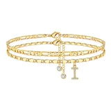 Side Tablet Chain Double Layer Twin Letter Pendant Anklet Ornamen