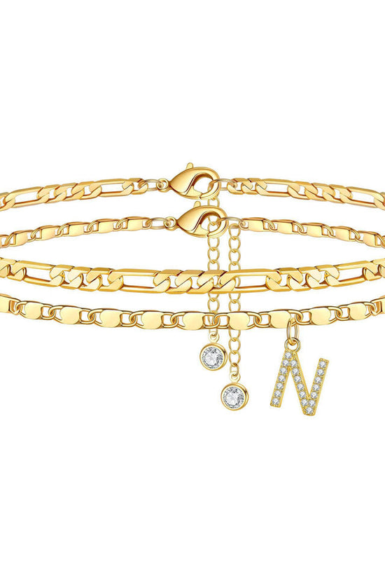 Side Tablet Chain Double Layer Twin Letter Pendant Anklet Ornamen