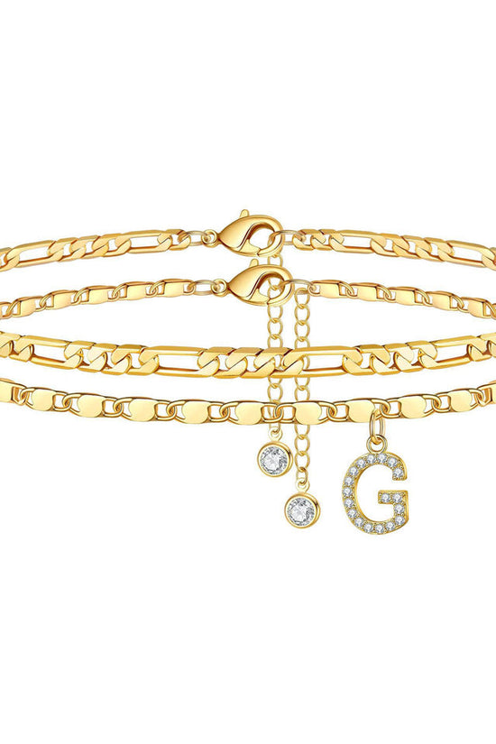 Side Tablet Chain Double Layer Twin Letter Pendant Anklet Ornamen