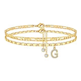 Side Tablet Chain Double Layer Twin Letter Pendant Anklet Ornamen