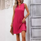 Women's Elegant Pleated Sleeveless V-neck Dress