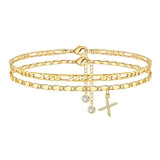 Side Tablet Chain Double Layer Twin Letter Pendant Anklet Ornamen