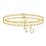 Side Tablet Chain Double Layer Twin Letter Pendant Anklet Ornamen