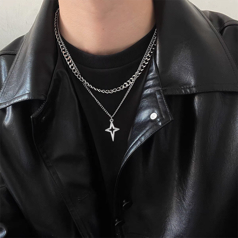 Double-layer Necklace Cross Personality XINGX Cold Style
