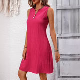 Women's Elegant Pleated Sleeveless V-neck Dress