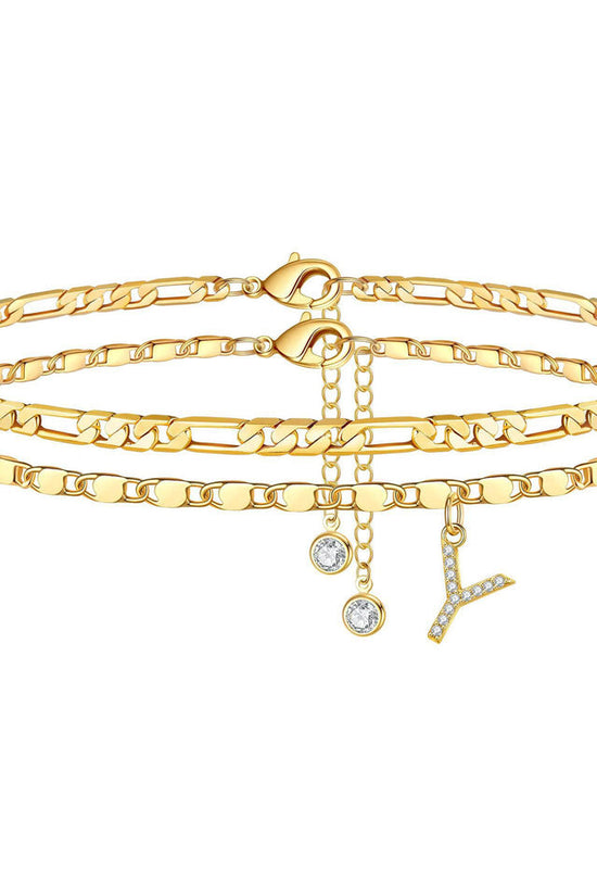 Side Tablet Chain Double Layer Twin Letter Pendant Anklet Ornamen