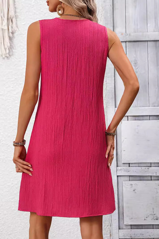 Women's Elegant Pleated Sleeveless V-neck Dress