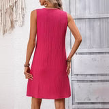 Women's Elegant Pleated Sleeveless V-neck Dress