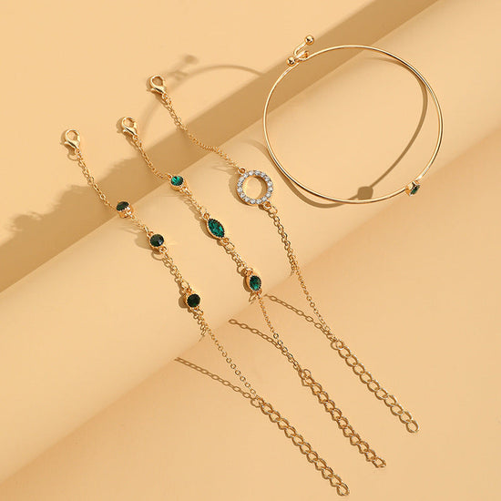 Geometric Rhinestone Bracelet Water Drop Bracelet Suit