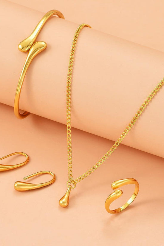 Water Drop Suit Simple Daily Fashion Necklace Earrings Bracelet Ring Suit