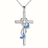 Exquisite Elegant Butterfly Cross Pendant Necklace