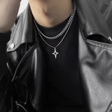 Double-layer Necklace Cross Personality XINGX Cold Style