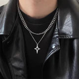 Double-layer Necklace Cross Personality XINGX Cold Style