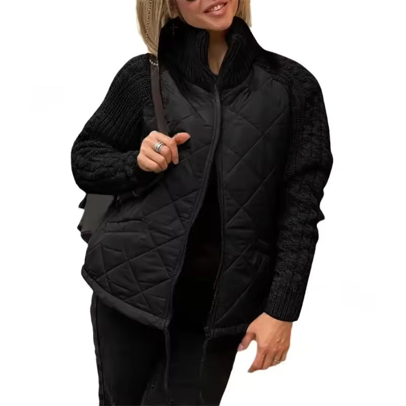 New Women's Knit Patchwork Puffy Jacket