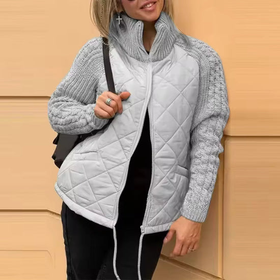 New Women's Knit Patchwork Puffy Jacket
