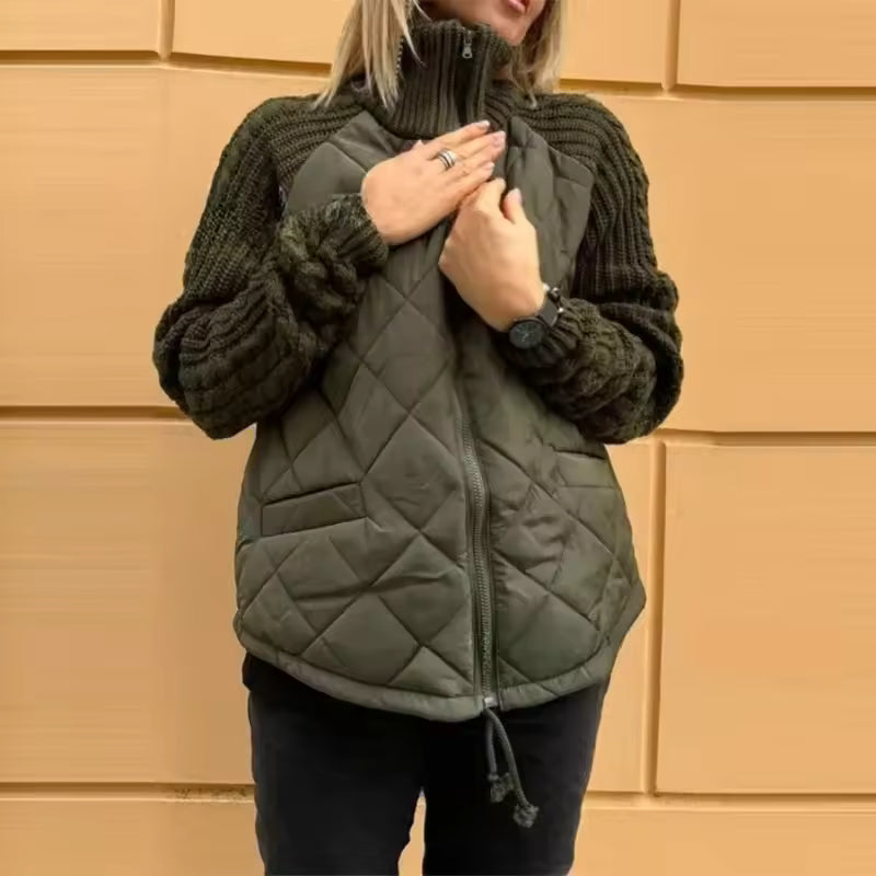 New Women's Knit Patchwork Puffy Jacket