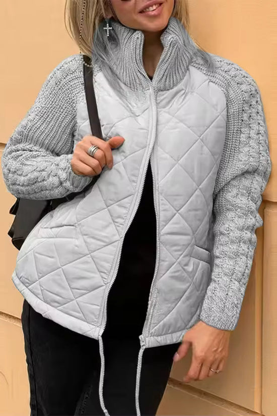 New Women's Knit Patchwork Puffy Jacket