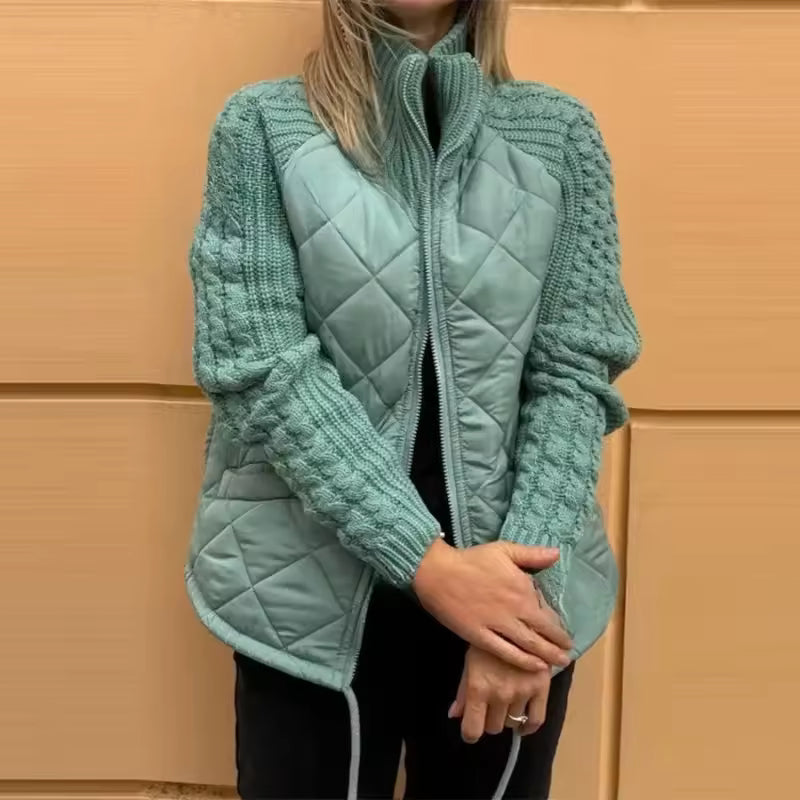 New Women's Knit Patchwork Puffy Jacket