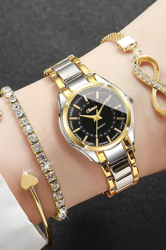 4PCS Women’s Quartz Watch & Bracelet Set