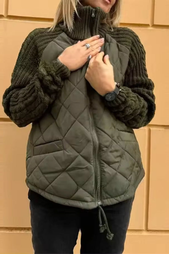 New Women's Knit Patchwork Puffy Jacket