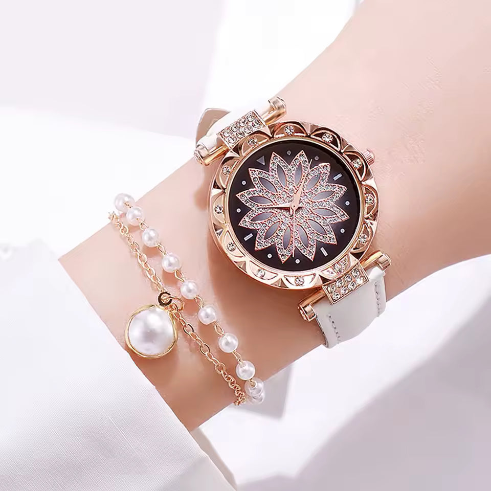 Rotating ladies net red quartz watch casual