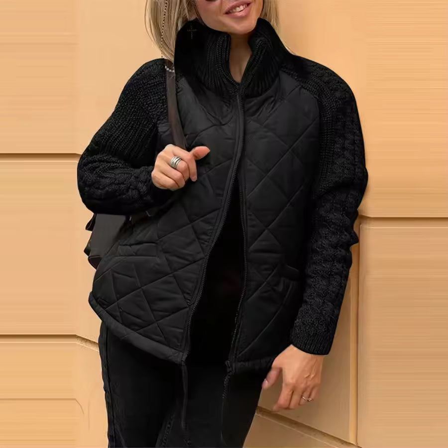 New Women's Knit Patchwork Puffy Jacket