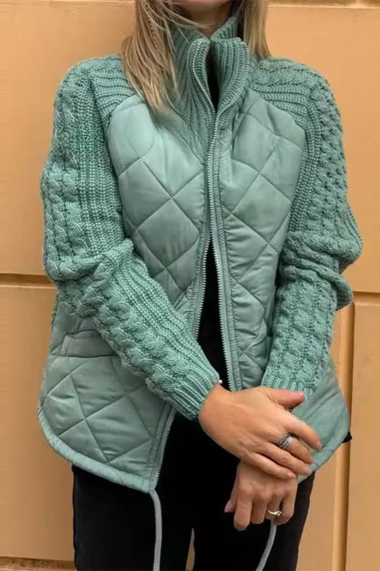 New Women's Knit Patchwork Puffy Jacket