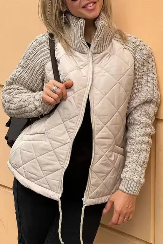 New Women's Knit Patchwork Puffy Jacket