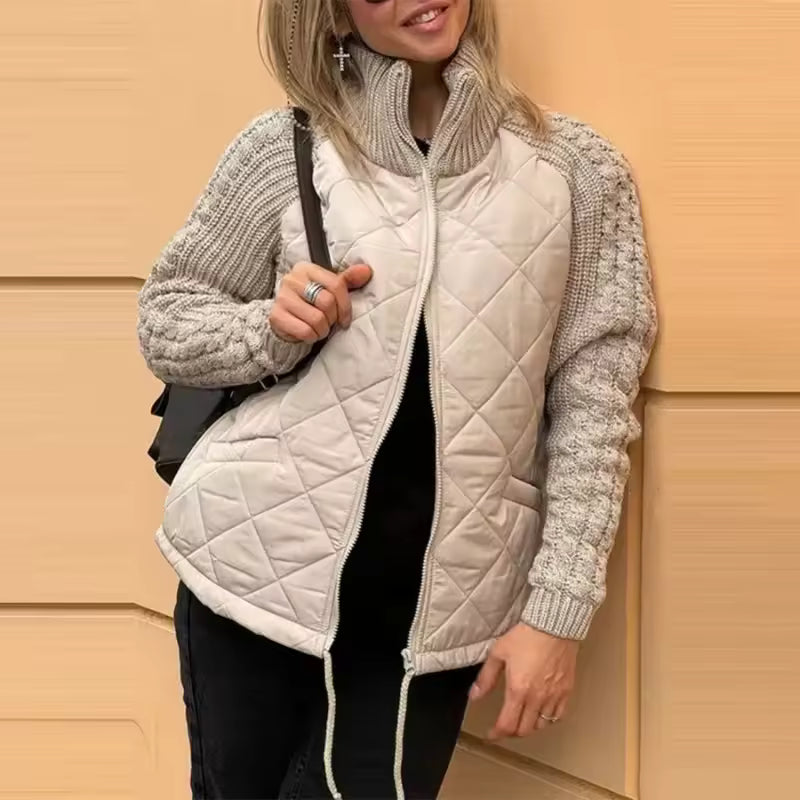New Women's Knit Patchwork Puffy Jacket