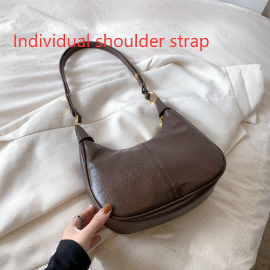 Underarm Bag Oil Wax Leather Trendy Texture One-shoulder Crossboby Bag Women's Bag