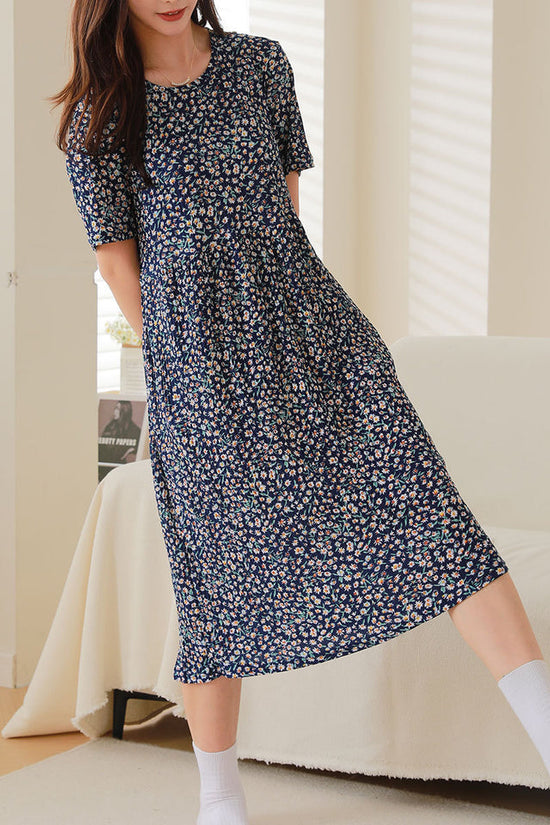 Comfortable Nightdress Women's Short Sleeve Floral Slimming Dress