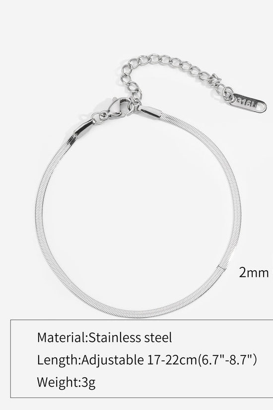 Simple Steel Peptide 18K Gold Plating Chain Like Flat Snake Bracelet