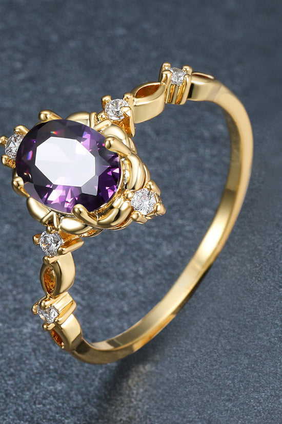 Drop-shaped Inlaid Zircon Alloy Ring