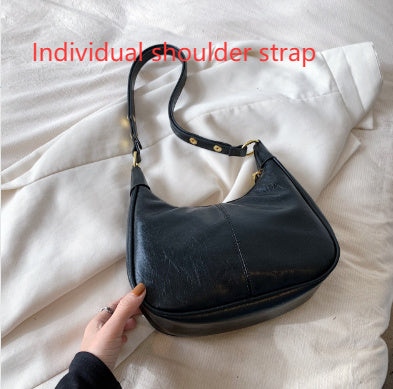 Underarm Bag Oil Wax Leather Trendy Texture One-shoulder Crossboby Bag Women's Bag