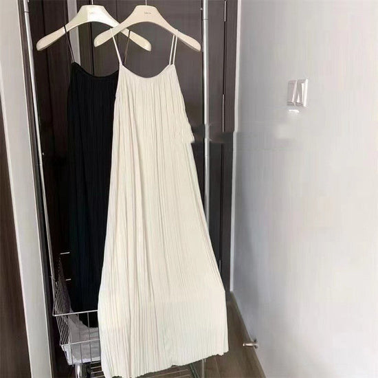 Draping Slim Fit All-match Pleated Dress