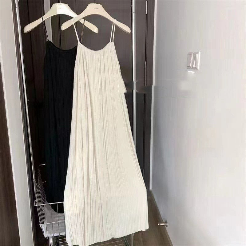 Draping Slim Fit All-match Pleated Dress