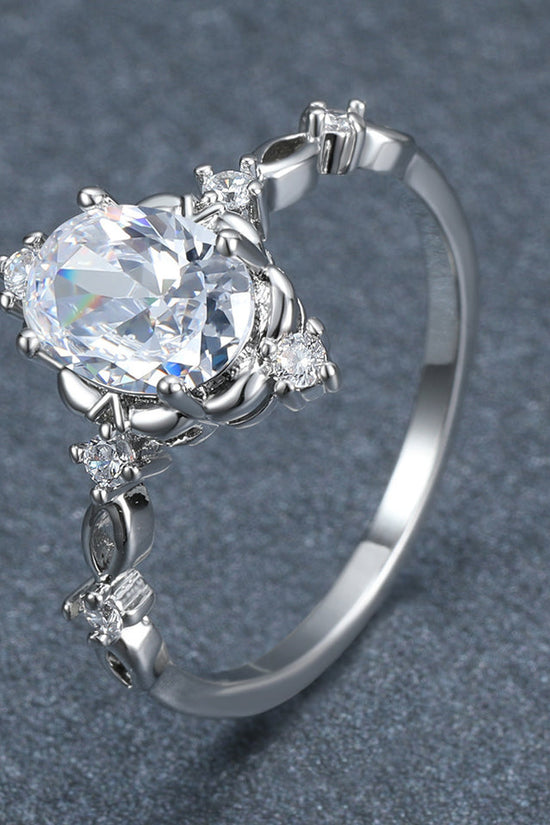 Drop-shaped Inlaid Zircon Alloy Ring