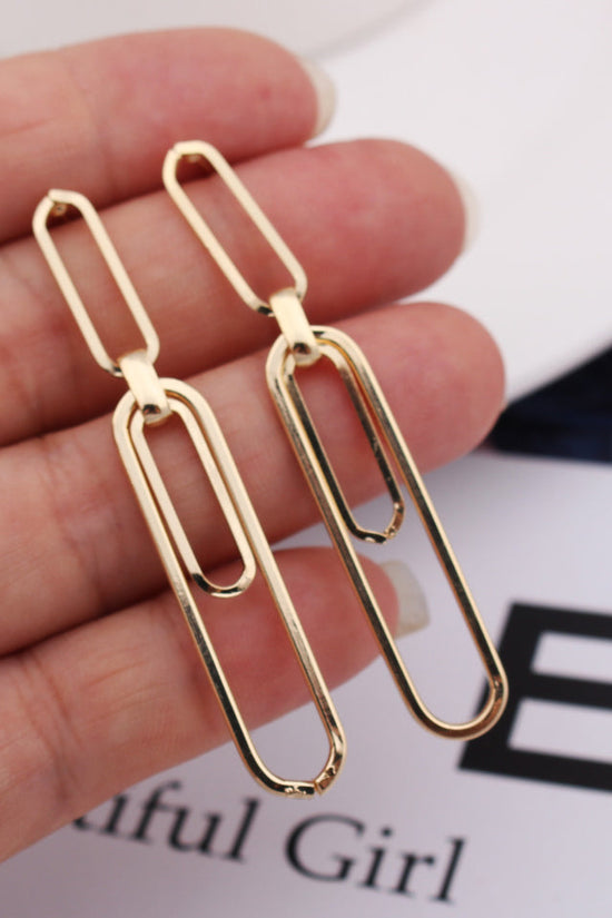 Simple Women Vintage Metal Glossy Surface Geometric Clip Earrings