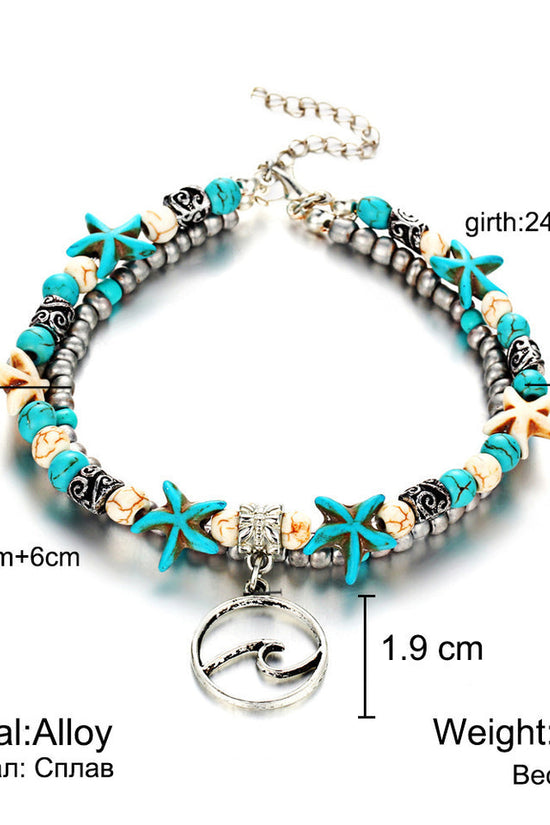 Simplicity Anklets Green Blue Color Star Fish Anklet Women Beach Foot Jewelry Leg Chain Ankle Bracelets Foot Accessory