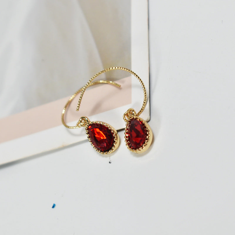 Red Large Pigeon Blood Red Gemstone Earrings