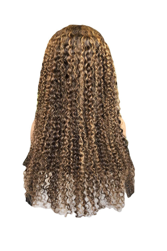 Piano Inter-color Highlight Curly Lace Wig